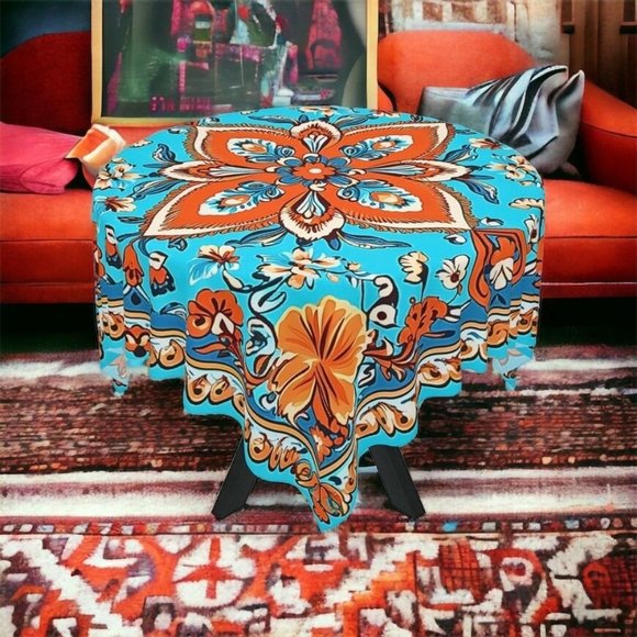 Boho Tablecloth | Vintage Tablecloth | Floral table cloth | Rectangle Square - Picture 5 of 10